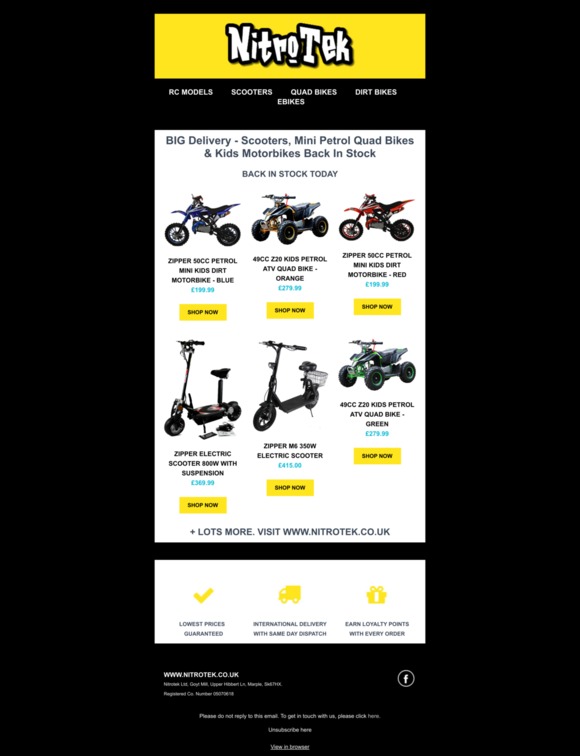 BIG Delivery - Scooters, Mini Petrol Quad Bikes & Kids Motorbikes Back In Stock