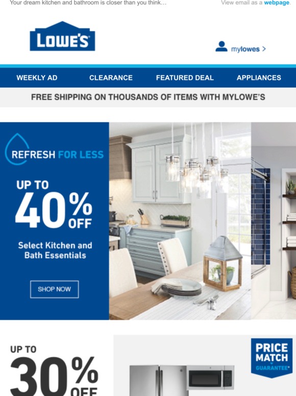 Lowes Up to 40 OFF During the Kitchen & Bath Event! Milled