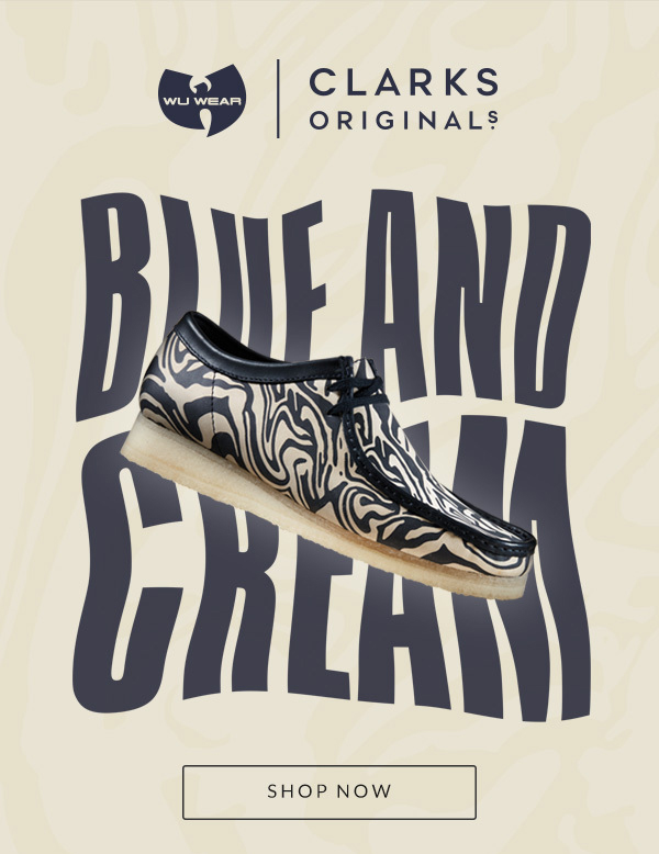 blue and cream clarks