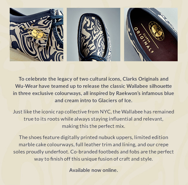 blue and cream clarks