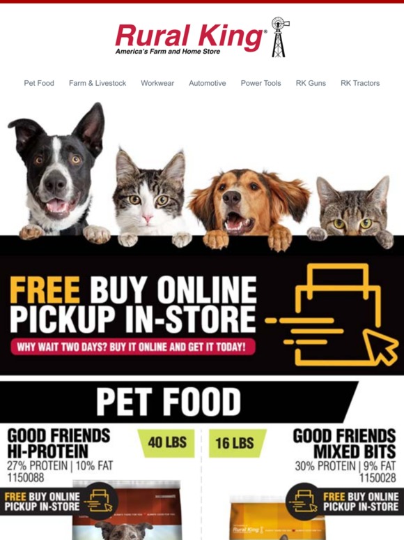 Rural Unbeatable Pet Food Prices + FREE Buy Online Pickup In