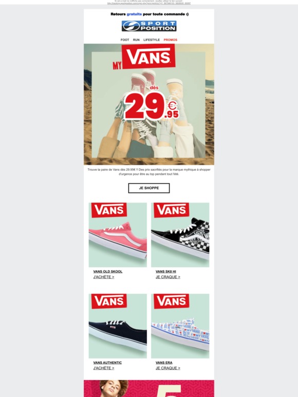 Vans à partir de 29.95€ !! Courez !