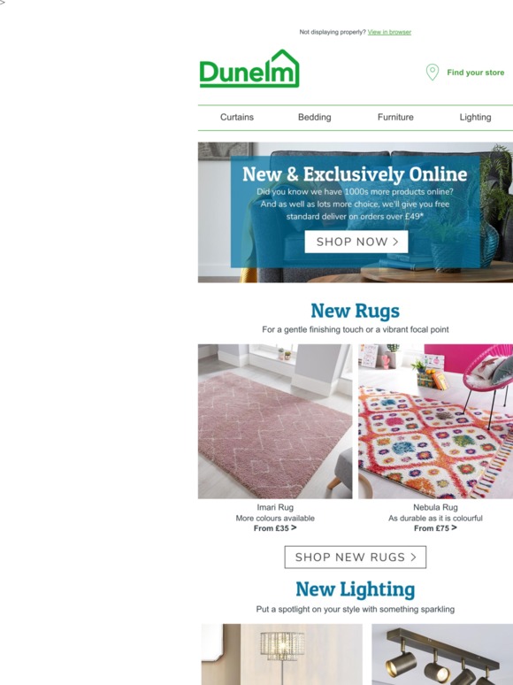 Dunelm New & Exclusive Only Online Milled