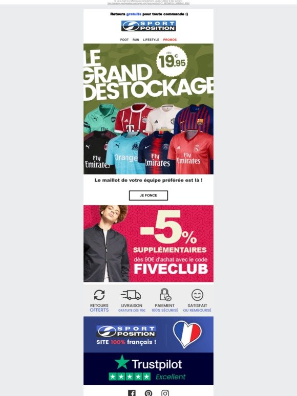 Grand destockage maillots grands clubs !!!