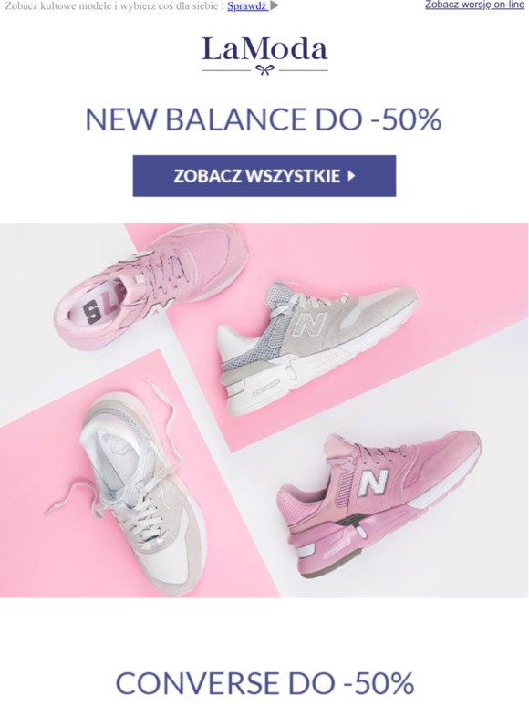 New Balance, Converse, Adidas do -50% 👟