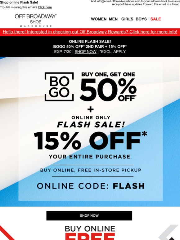 Off broadway shoes store in store coupon