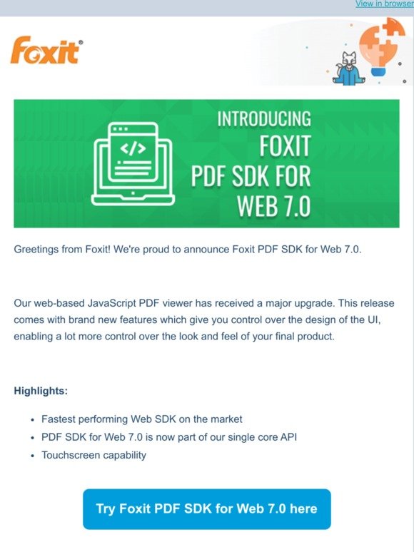JUST RELEASED: Foxit PDF SDK for Web 7.0