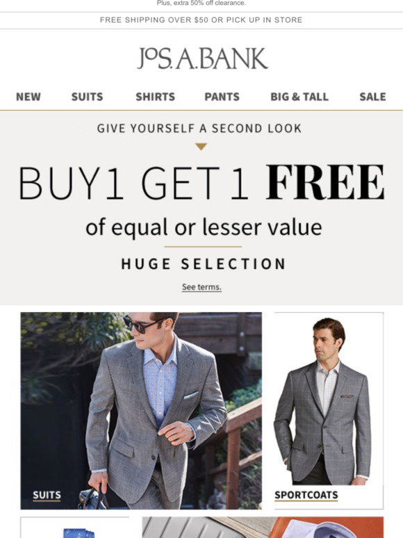 JoS A. Bank: Exclusive offer - 15% off your online purchase | Milled