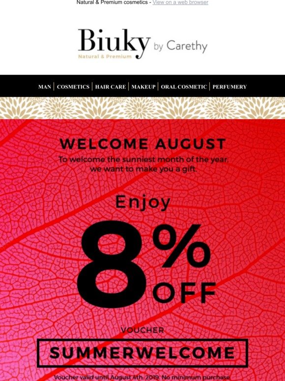 8% off | Welcome August 🌊