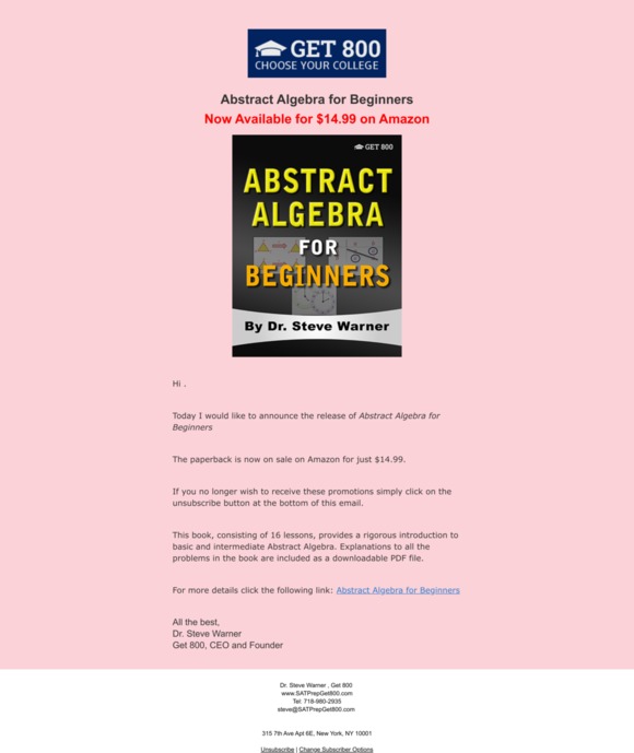 Abstract Algebra for Beginners is Just $14.99