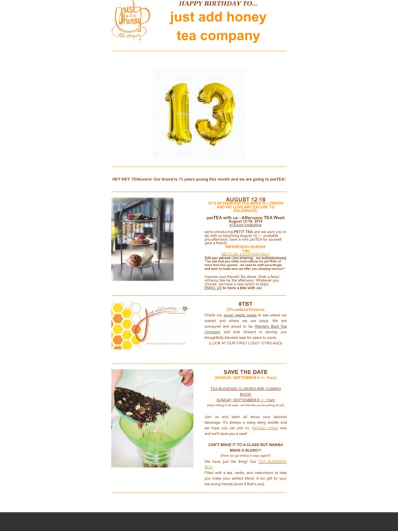 It's our birthday just add honey tea lovers...