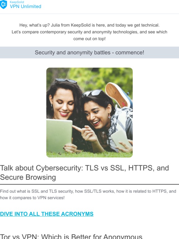Security and Anonymity Battles: TLS vs SSL and Tor vs VPN!