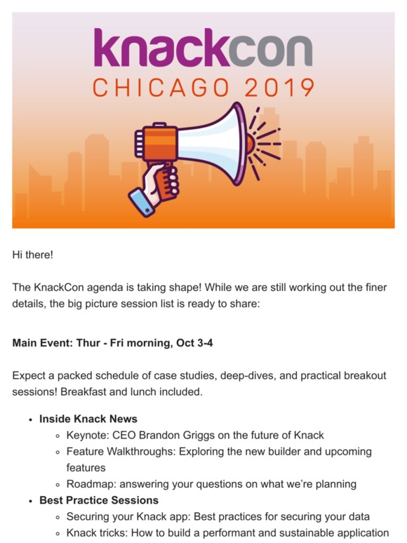 The KnackCon agenda is locked in!