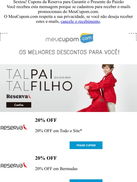 Sextou! | Cupons da Reserva para Garantir o Presente do Paizão. Confere aqui!