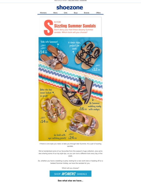 Shoe Zone Summer Standouts Sizzling Savings! Milled