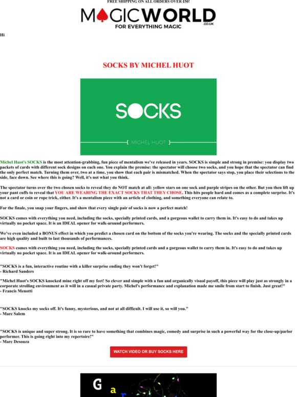 Magicworld Socks Is Super Cool Magic Recommended Tricks Milled