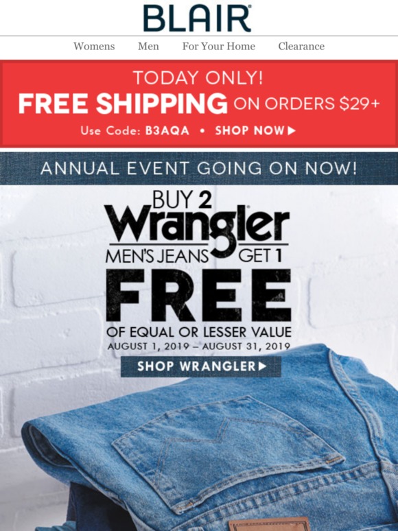 wrangler buy two get one free