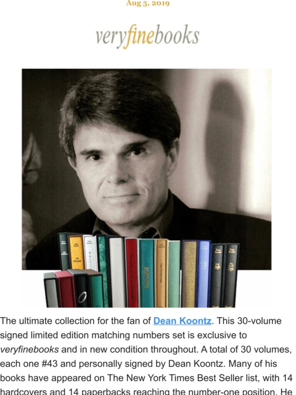 Dean Koontz - 30 vol. S/L matching numbers set