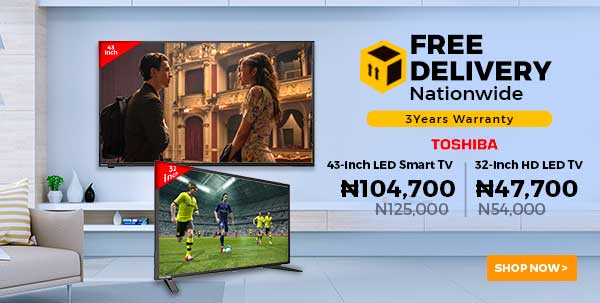 Jumia Nigeria 2 Free Nationwide Delivery And 3 Years Warranty On Toshiba Led Smart Tv Wednesday Super Sales Loading Massive Discounts One Day Only Milled