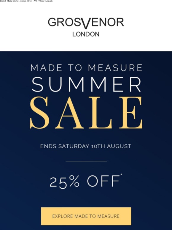 25% OFF Made to Measure - Ends Saturday