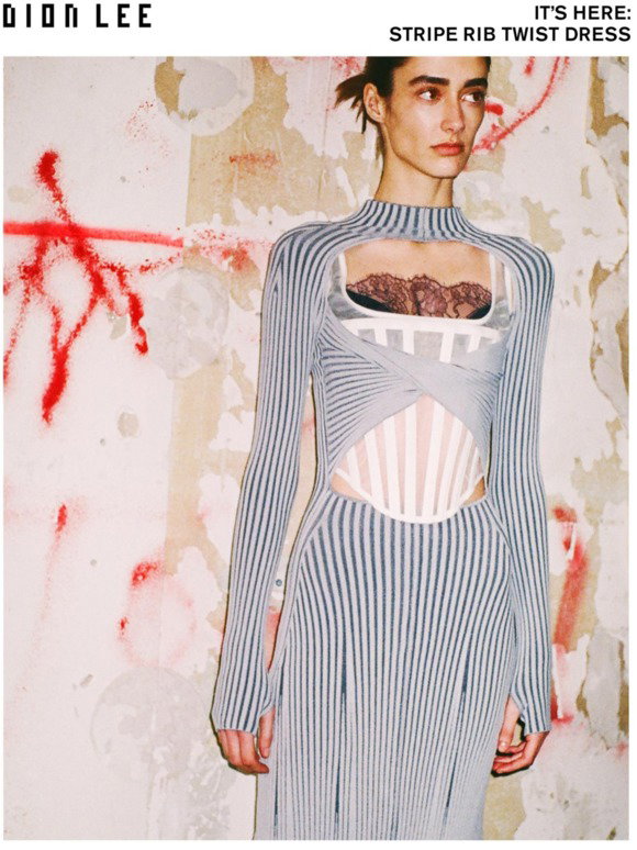 STRIPE RIB TWIST DRESS ONLINE NOW 