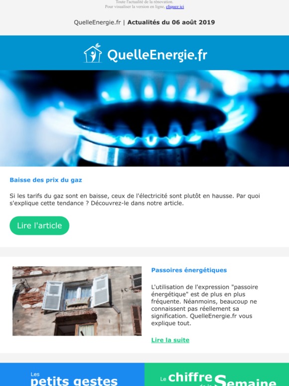 Prix du gaz en baisse - Nouvelle prime - Bien rénover sa maison
