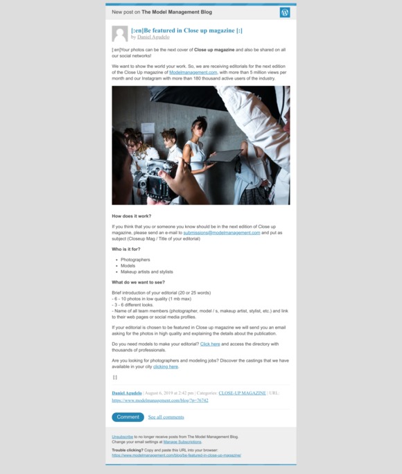 [New post] [:en]Be featured in Close up magazine [:]