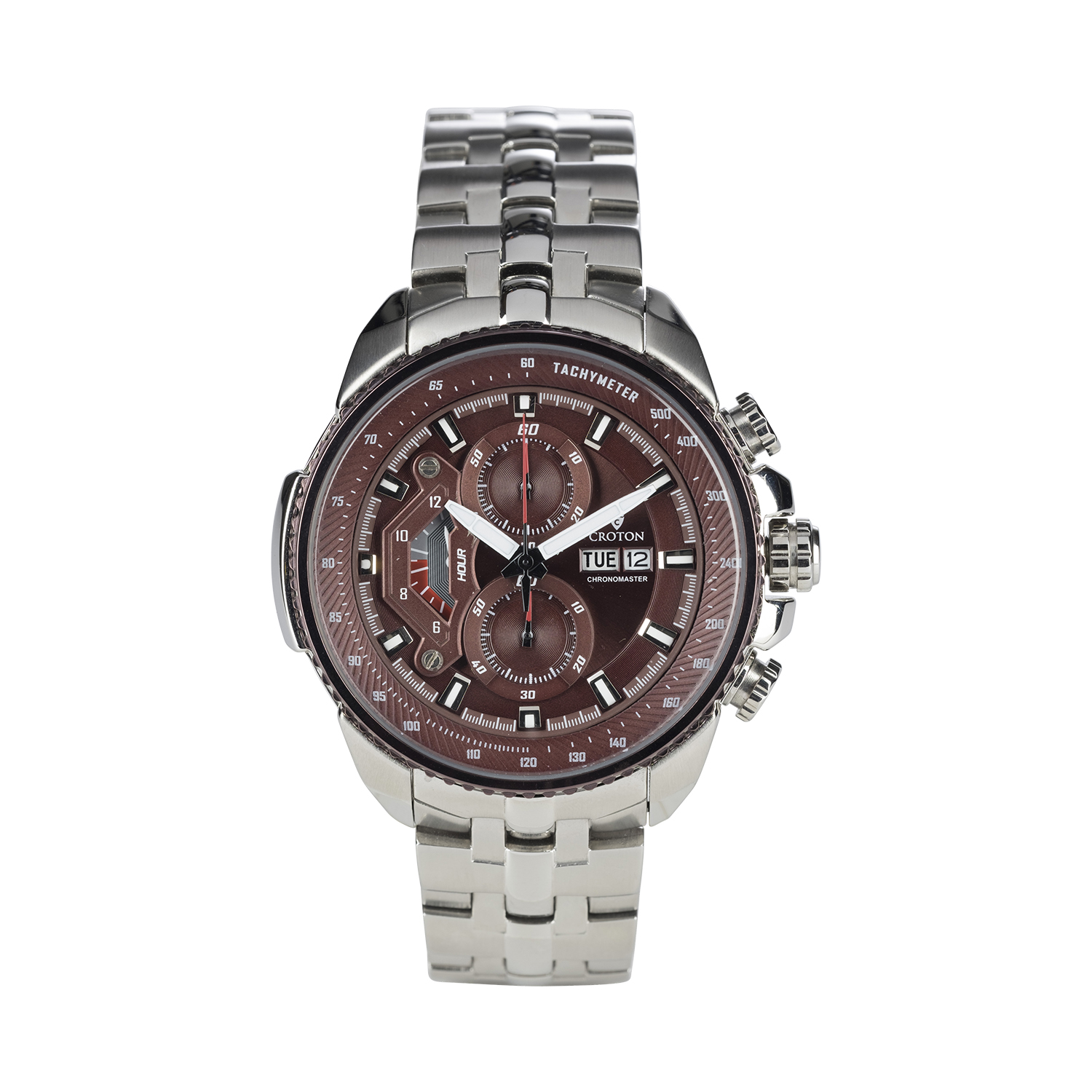 Croton Croton Chronograph All Stainless Steel Watch Milled