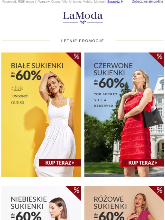 W letnich kolorach do -60% ☀ Białe, czerwone, niebieskie i różowe 💚 ❤ 💗