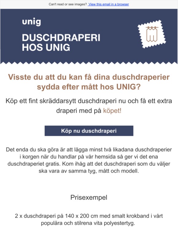 Köp duschdraperi hos UNIG och få ett gratis!