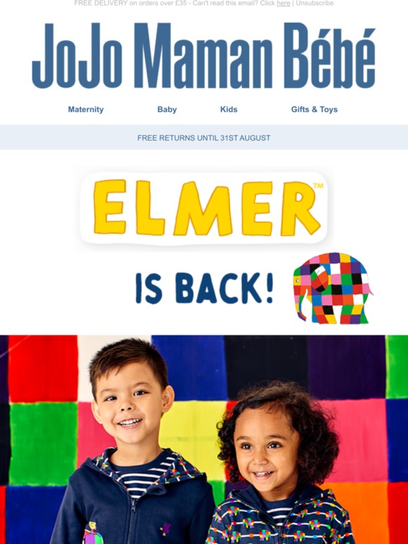 Jojo Maman Bebe Your Favourite Patchwork Elephant Is Back New Elmer Collection Milled