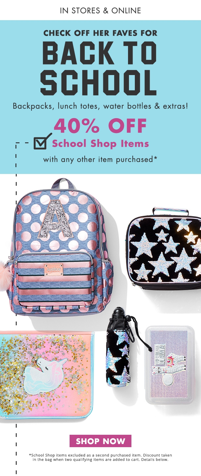 justice backpack clearance