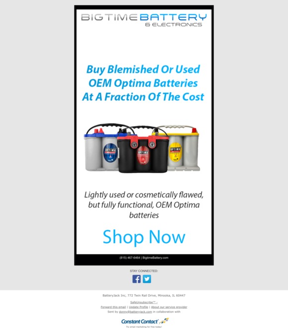 Buy Blemished Or Used OEM Optima Batteries At A Fraction Of The Cost!