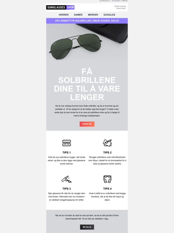 Den rette måten å ta vare på de nye solbrillene dine