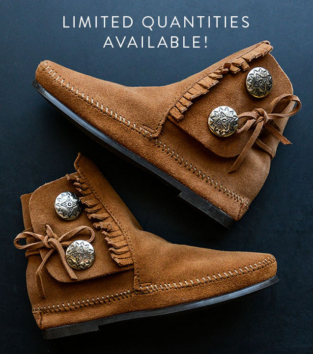 minnetonka 2 button hardsole boot