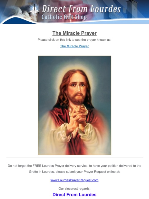 direct from lourdes The Miracle Prayer Milled