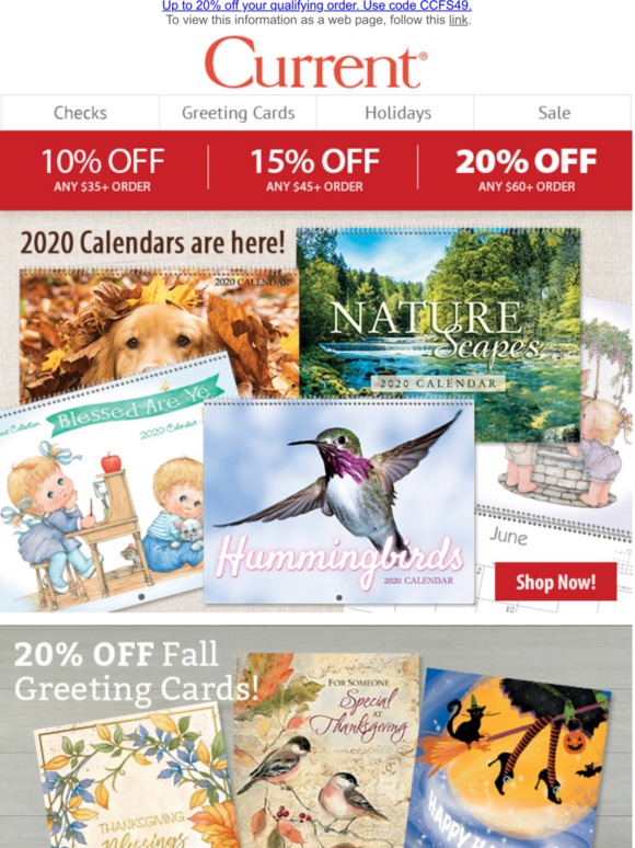 Current Catalog 2020 calendars are here! Save up to 20 on over 90
