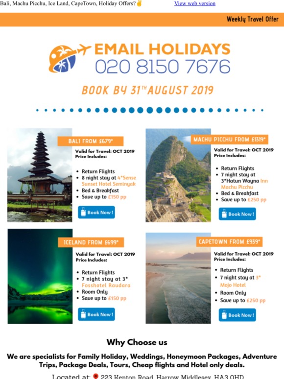 Last chance: Book Now And Save up to £250 pp*. Exclusive fare starting at £679* only