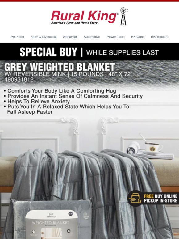 Rural King.com: SPECIAL: Weighted Blanket Only $29.98 + FREE Shipping