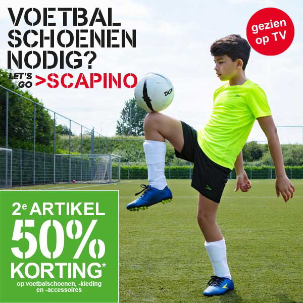 laat staan Sitcom Altijd Scapino: Nieuwe voetbalschoenen nodig? 2e artikel 50% korting! | Milled