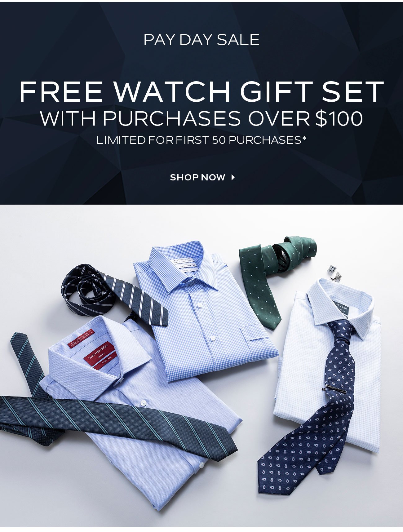 Van Heusen: Pay Day Sale: Free Watch 