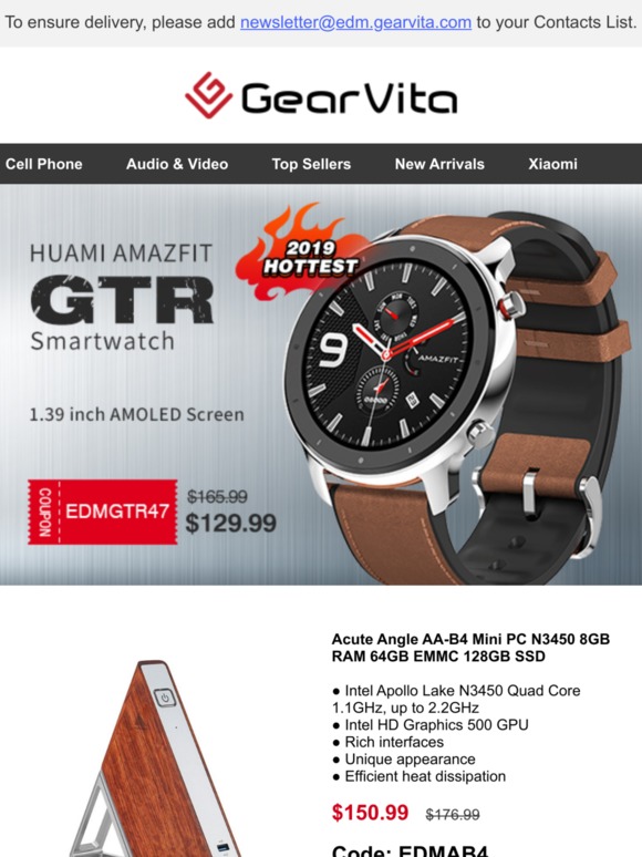 🔥[2019 Hottest]  Huami GTR Smartwatch 129.99 // Micro SD Only 12.99