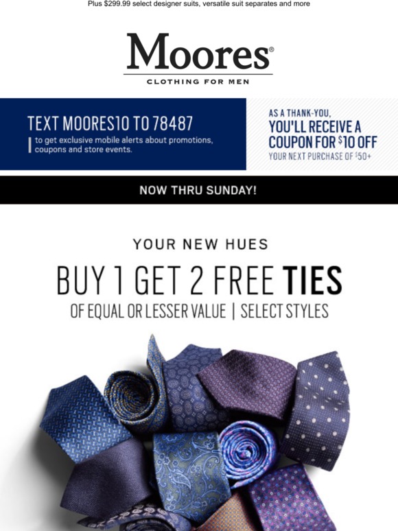 moores ties prices