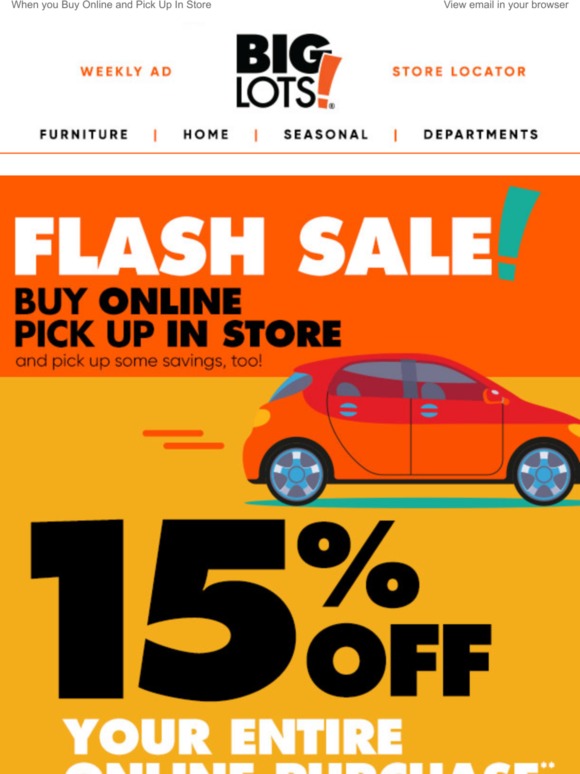 Big Lots 3DAY FLASH SALE! 15 OFF ONLINE Milled