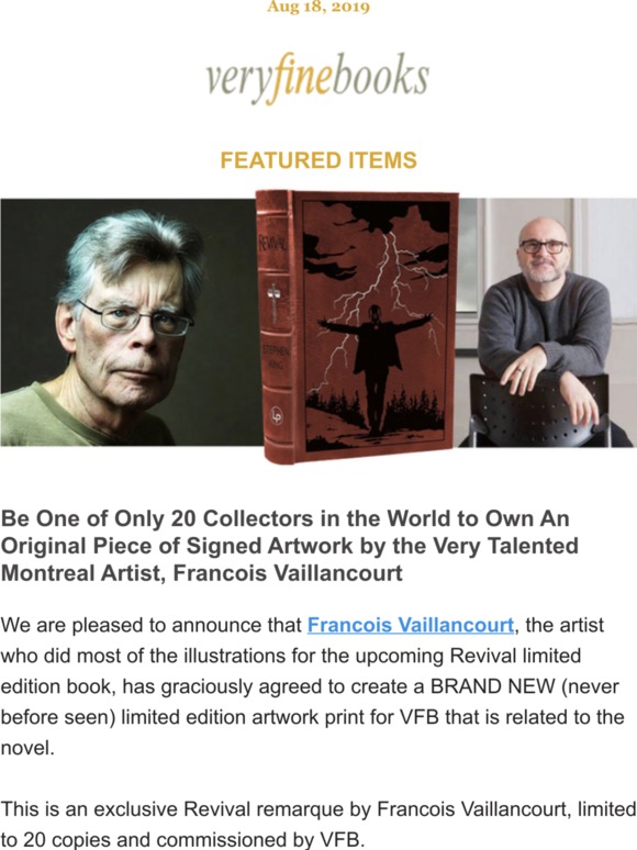 mid August catalog and new artwork commissioned by VFB