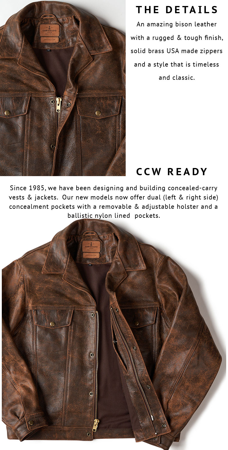 coronado bison leather vest
