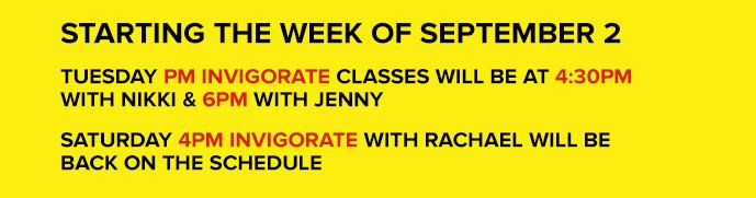 starting the week of september 2
