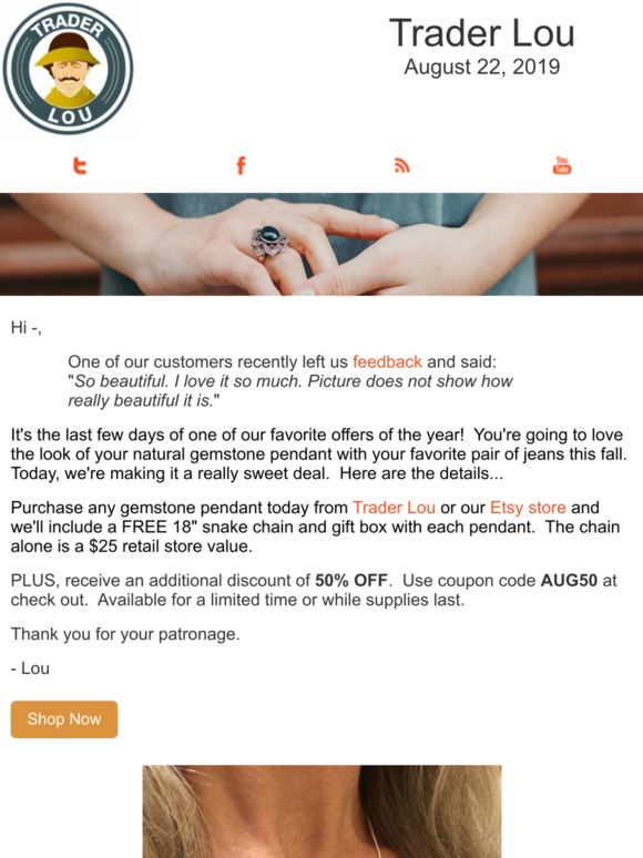 Your Complimentary Chain and Special Pendant Discount - Last Few Days