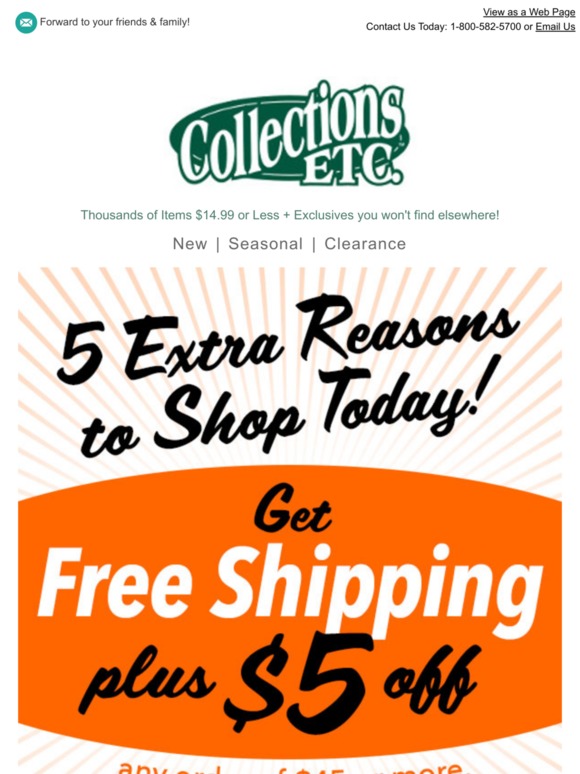 Collections Etc.: Extra $5 Savings + Free Shipping | Milled