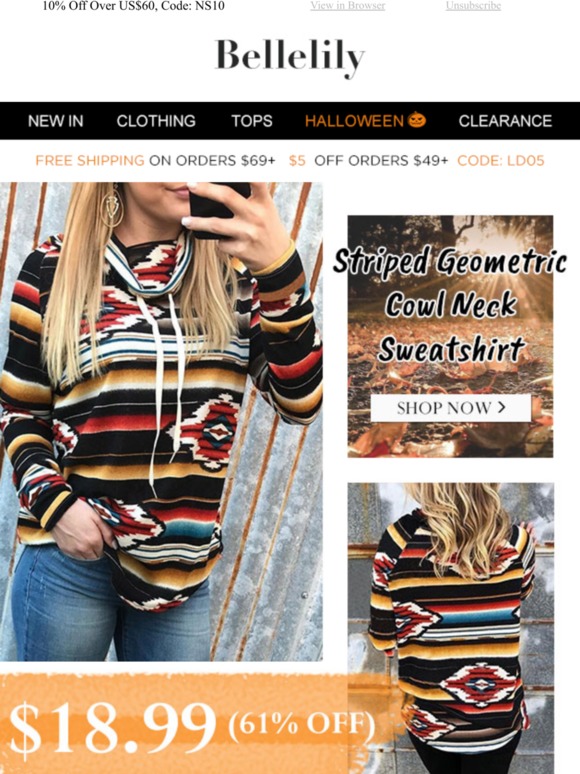 striped geometric cowl neck sweatshirt